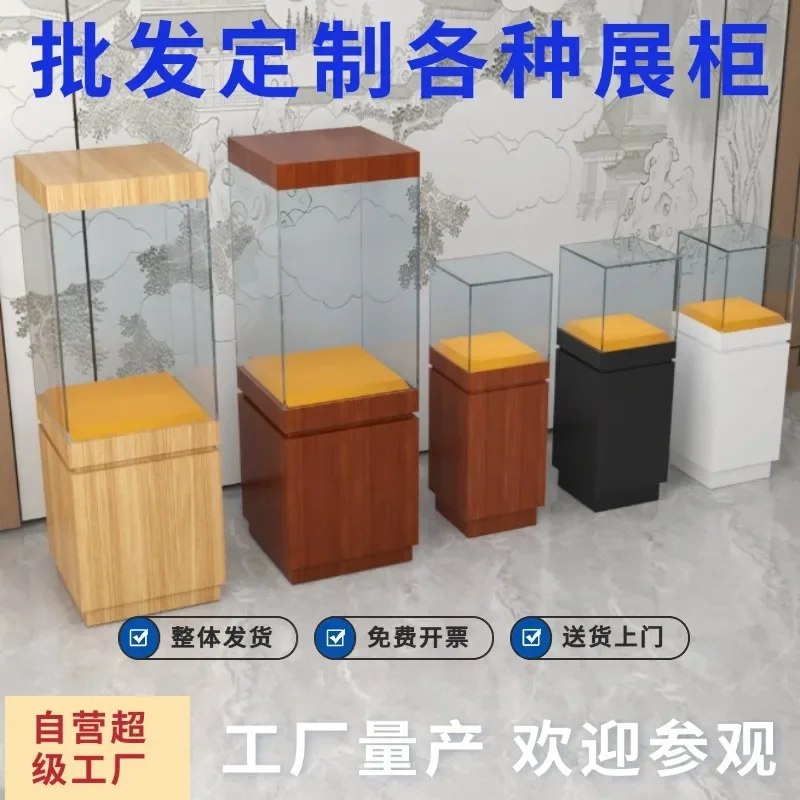 Museum Display Antique Porcelain Jewelry Counter Stone Statue Exhibition  Stand Cultural Relics Glass Showcase