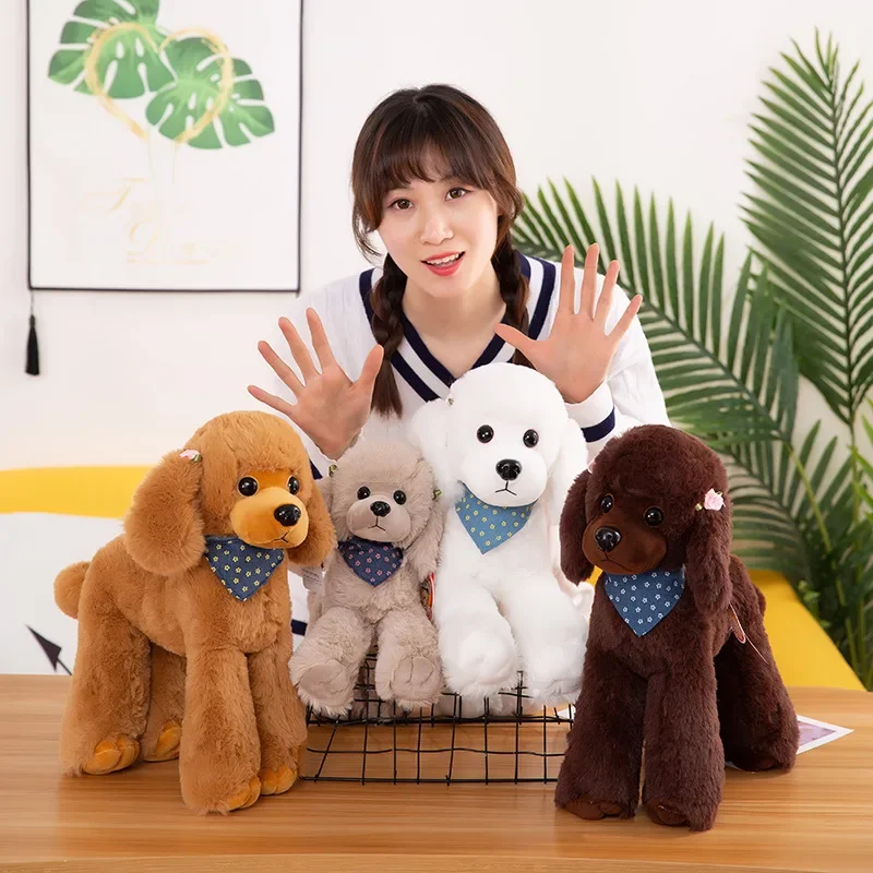 25cm Kawaii Simulation Plush Teddy Dog Dolls Stuffed Soft Puppy Toys Lovely Poodle Pillow for Girls Present