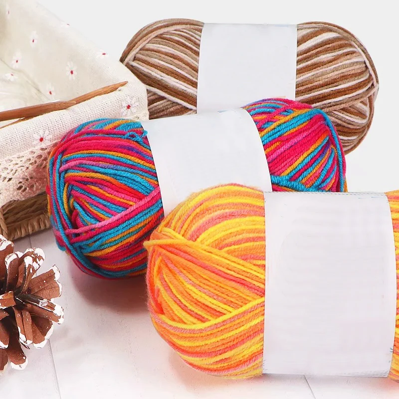 2pcs Hand Knitting Rainbow Yarn Crochet Cotton Yarn for Knit Yarn Threads for sweater hat sock scarf blanket Crocheting amigrumi