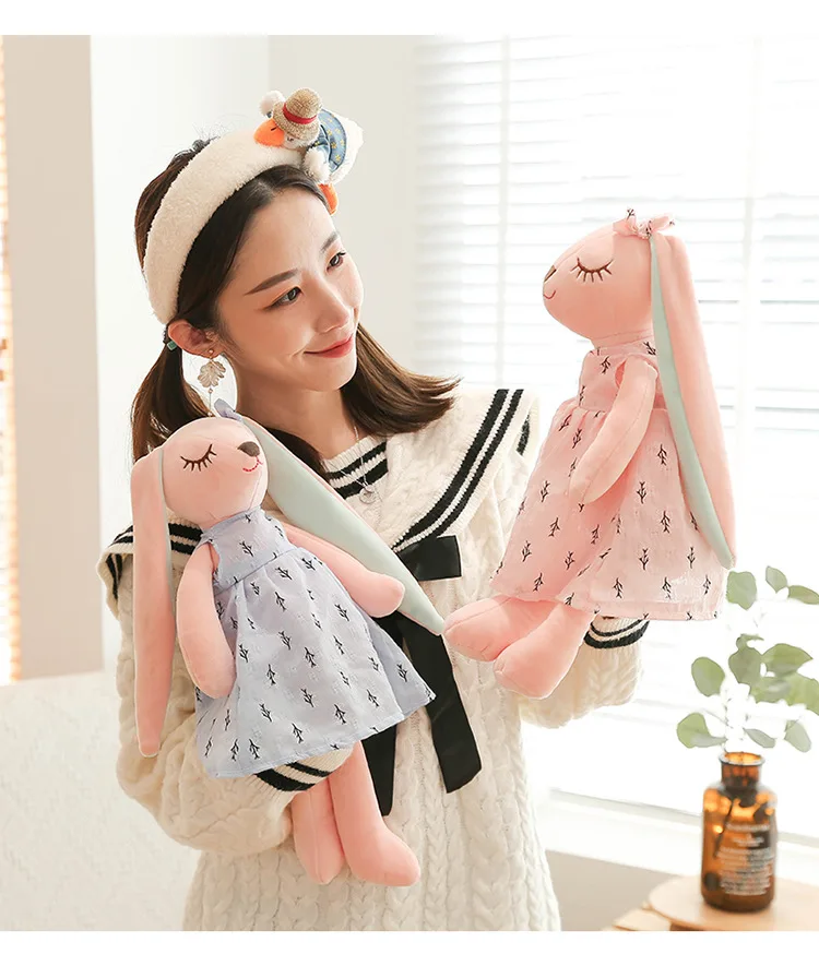 35 cm große Oster-Babyhasenfigur, rosa und blau, An'an Rabbit, beruhigende Geschenkpuppe für Kinder, Plüschtier mit superweichem Fell. – Detail 18