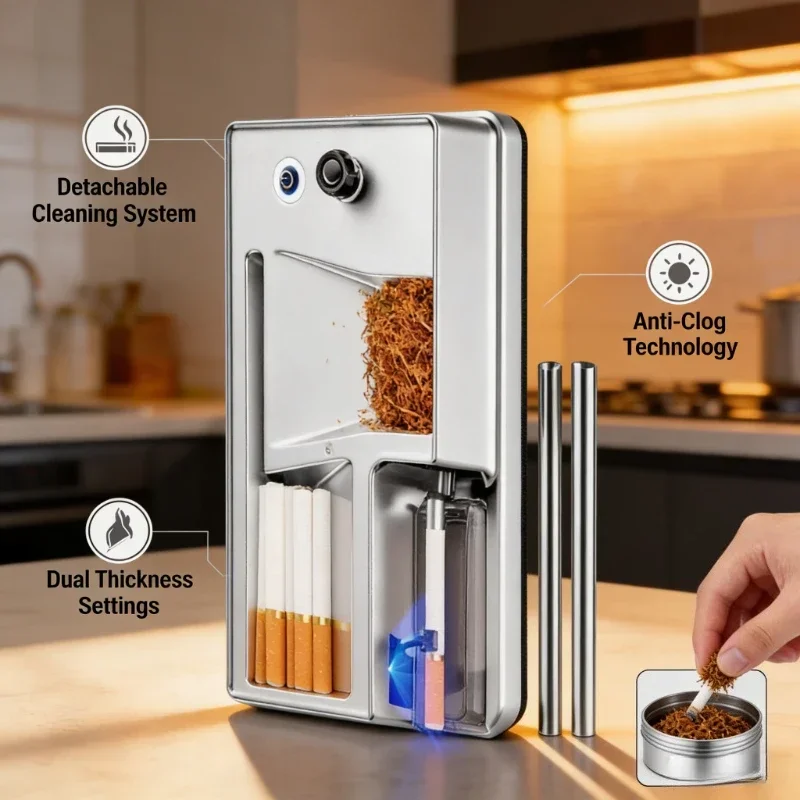 آلة لف السجائر الكهربائية ذات الاستخدام المزدوج مع مستشعر الأشعة تحت الحمراء 6.5 مللي متر 8 مللي متر التلقائي حاقن التبغ صانع اكسسوارات التدخين