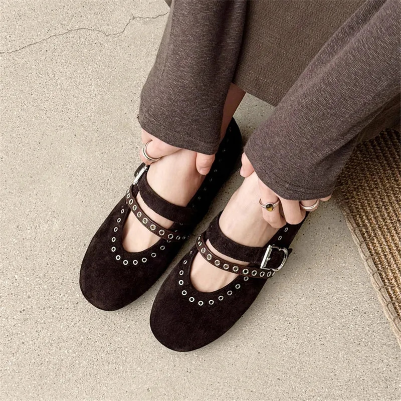 

New Spring/summer Cow Suede Women Shoes Round Toe Shoes for Women Fashion Mary Janes Shoes Interior Height Increasing Female