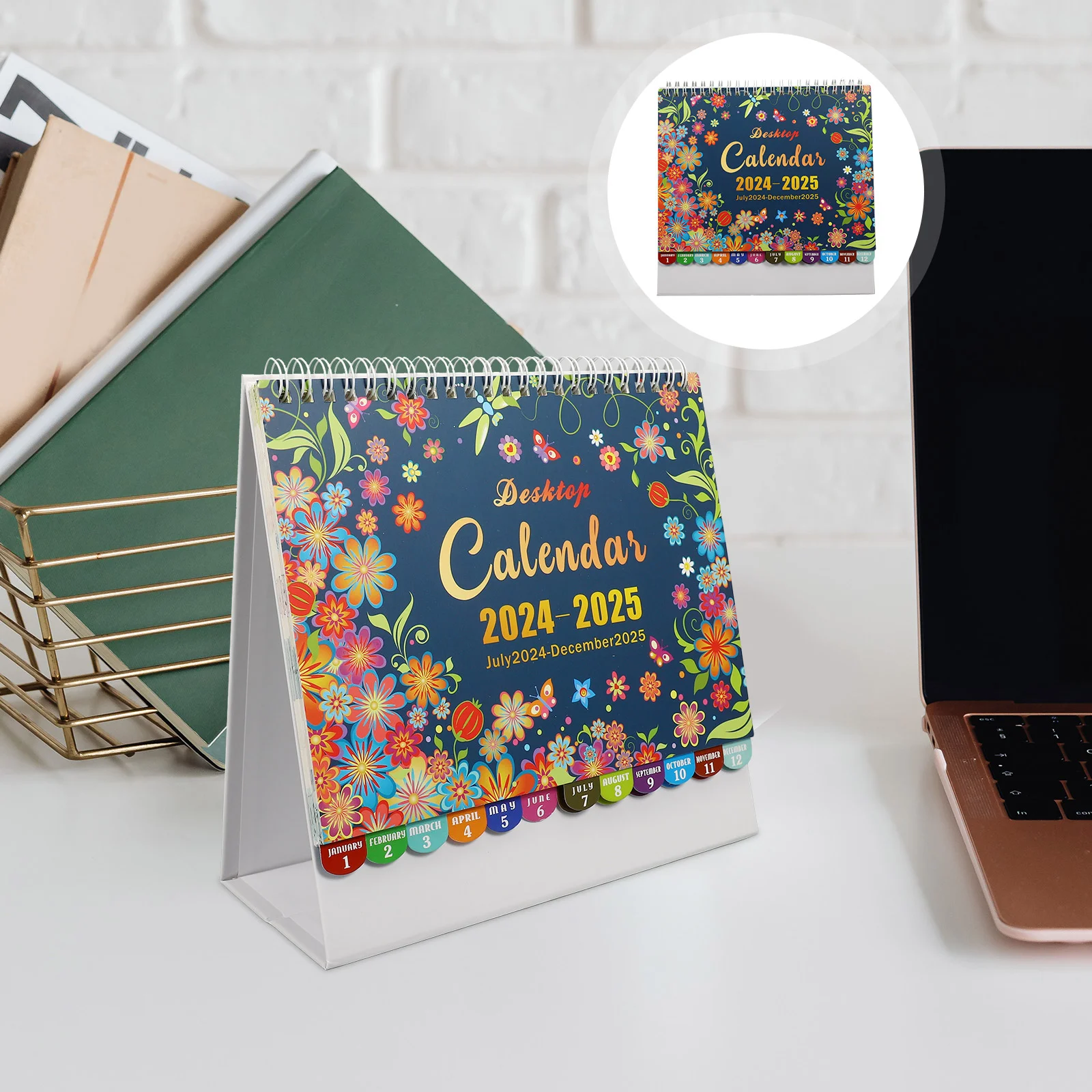 

Desktop Paper Jam Calendar Office Large Academic Iron 2025 Standing Flip Monthly