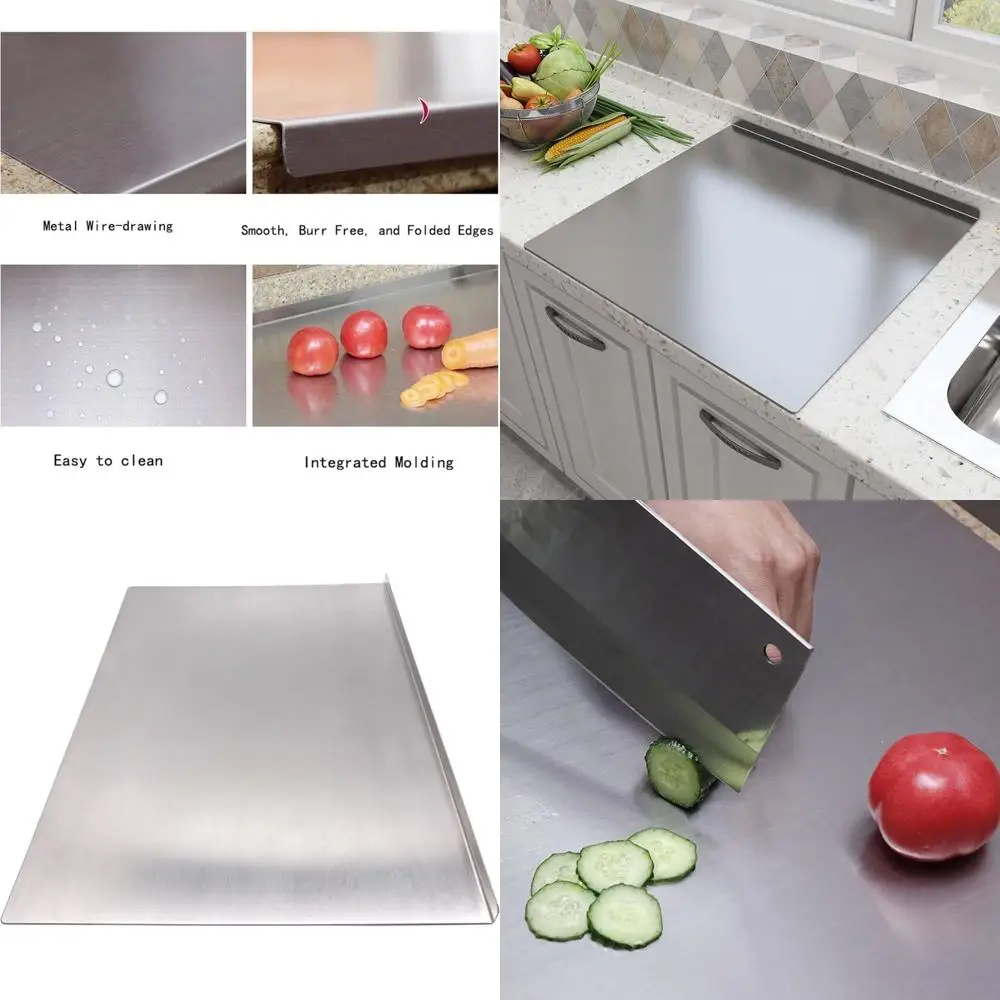 

Large Kitchen Cutting Boards - Stainless Steel, Ideal for Meat, Fruits, Vegetables, Bread, Baking, 70x40cm