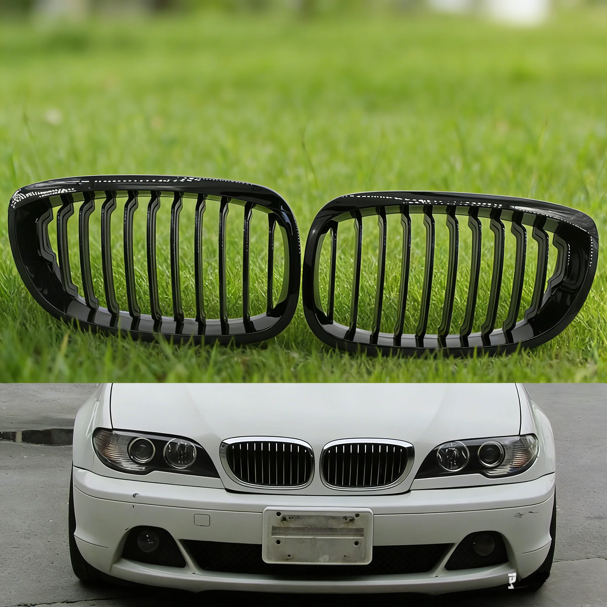 Gloss Black Front Grill Grille For BMW E46 LCI Facelift Coupe