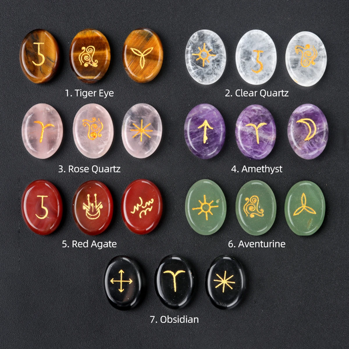 13pcs Natural Crystal Rune Stones Rune Stones Witches Runes Set Divination Stones For Dowsing Meditation Balancing Reiki Healing