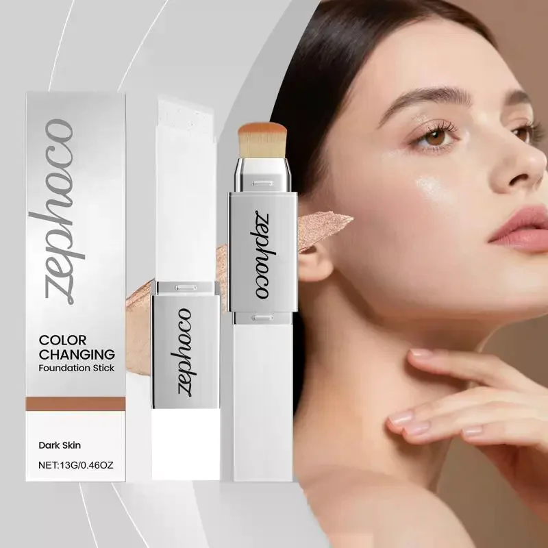Two-In-One Color-Changing Foundation Stick For Deep Skin Tone. Lightweight, Hydrating, Natural, Adheres