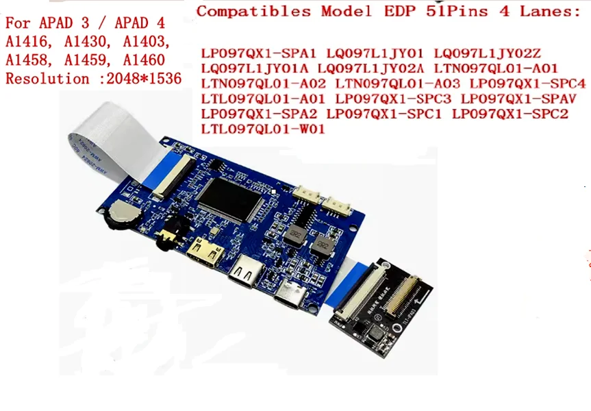 Controller Board with Metal shell For iPad 3 4 9.7Inch LP097QX1 SPA1 SPAV SPC1 EDP Signal 4-Channel 51-Pin LCD Display Panel