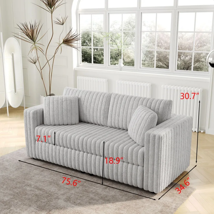 أريكة من القطيفة الناعمة على شكل أرنب مقاس 75.6 بوصة لشخصين - مريحة للغاية بتصميم مميز. مثالية لغرفة النوم وغرفة المعيشة