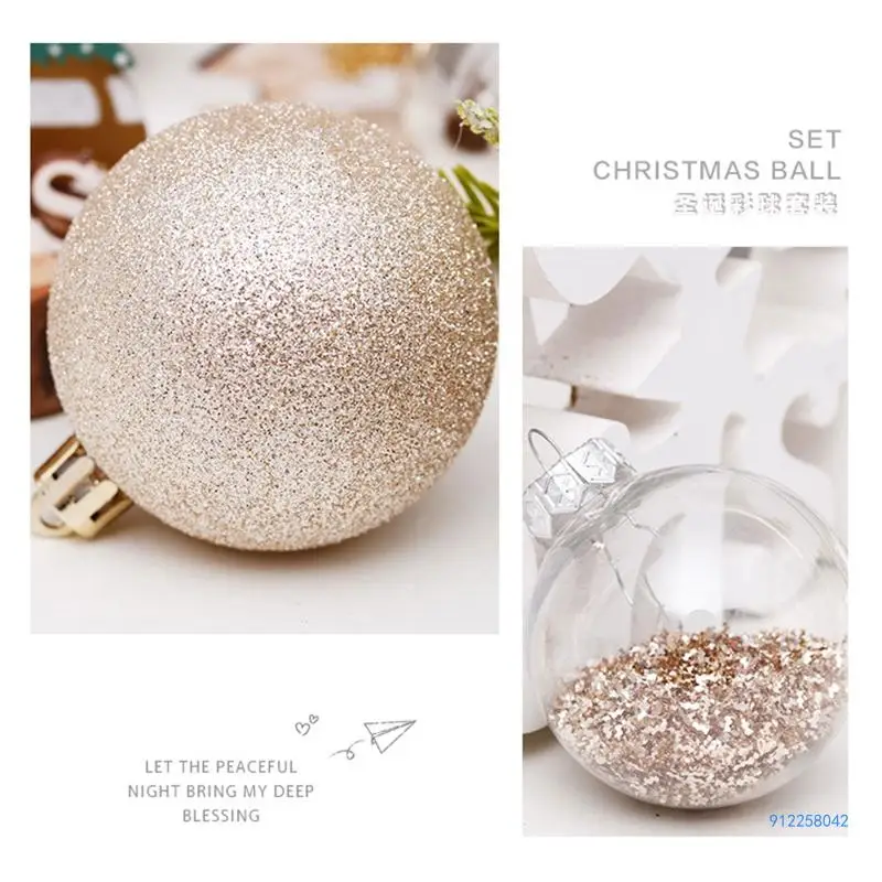 30 Uds. Bolas Navidad 6cm decoración colgante transparente dorado adorno árbol Navidad Envío Directo