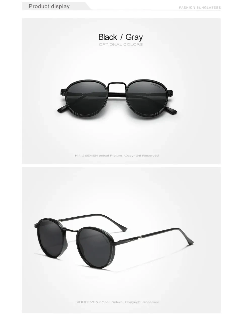 KINGSEVEN Runde Rahmen Sonnenbrille Für Männer Polarisierte UV400 Luxus Marke Design Vintage Frauen Brillen Schützen Hohe Qualität Gläser – Detail 4