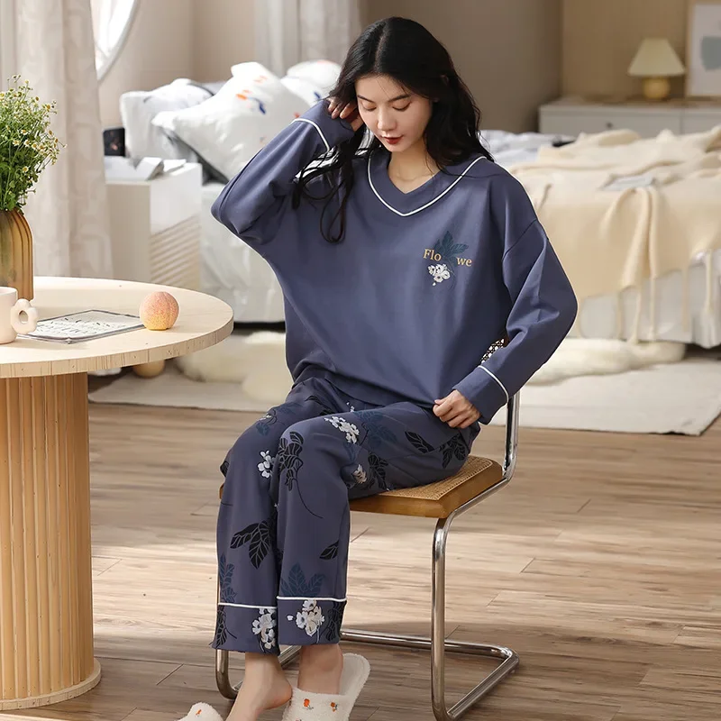 Pajama Pants Set Long Sleeve Pants Spring Autumn Women's Clothing Homewear Buttons Comfort Casual Breathable Relaxed Simple