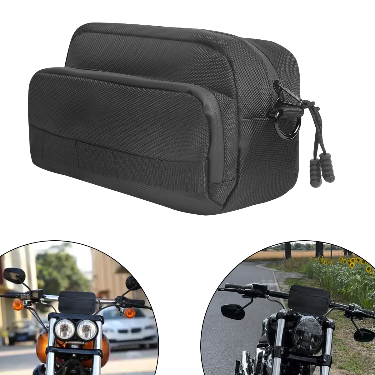 

Universal Motorcycle Handlebar Bag Bike Handle Bar Front Fork Tool Bag for Cruiser Softail Dyna Sportster Dirtbike Sissy Bar Bag