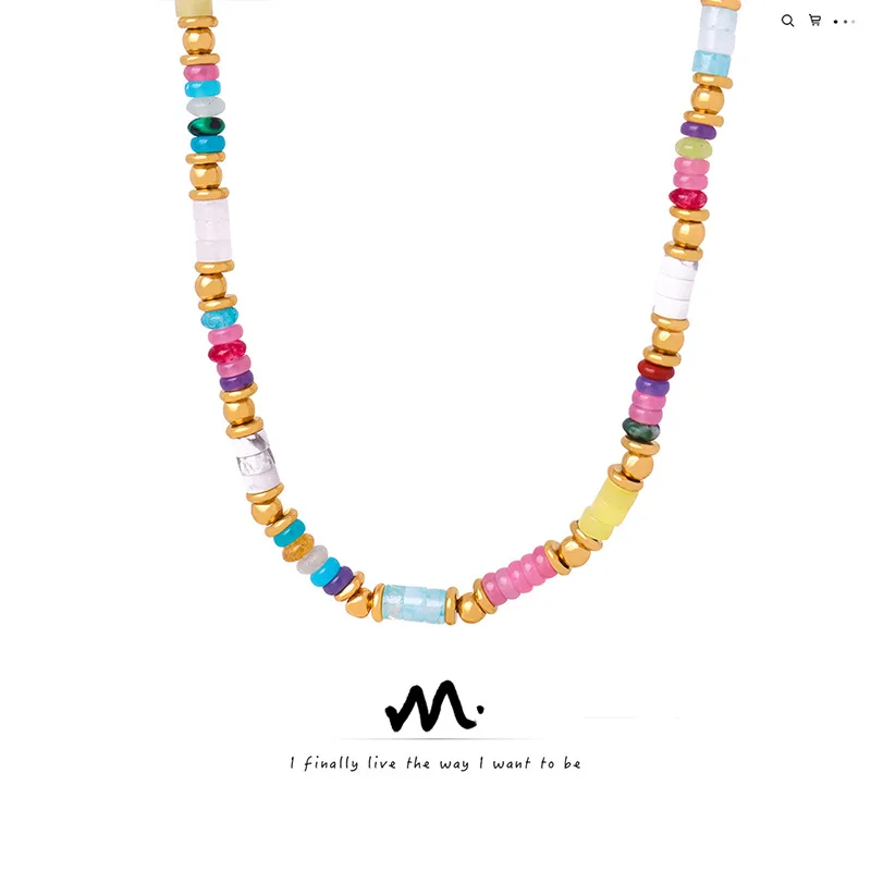 

【Mirrordust】Новое ретро-этническое стильное индивидуальное разноцветное ожерелье из бисера из натурального камня, ювелирные изделия для женщин