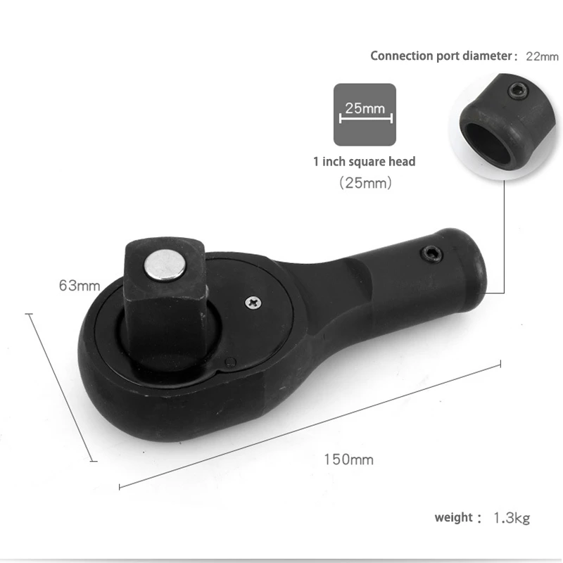 3/4 inch Heavy Duty Large Ratchet Wrench 72 Teeth Fast Sockets Wrench Head 19mm Square Hole Truck Auto Repair Tools