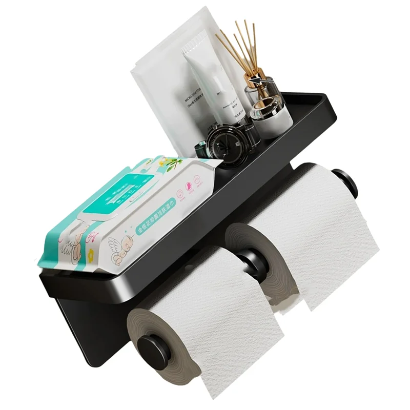 ABDJ-壁掛けアルミ合金トイレットペーパーホルダートイレットペーパー棚電話スタンド浴室用家庭用