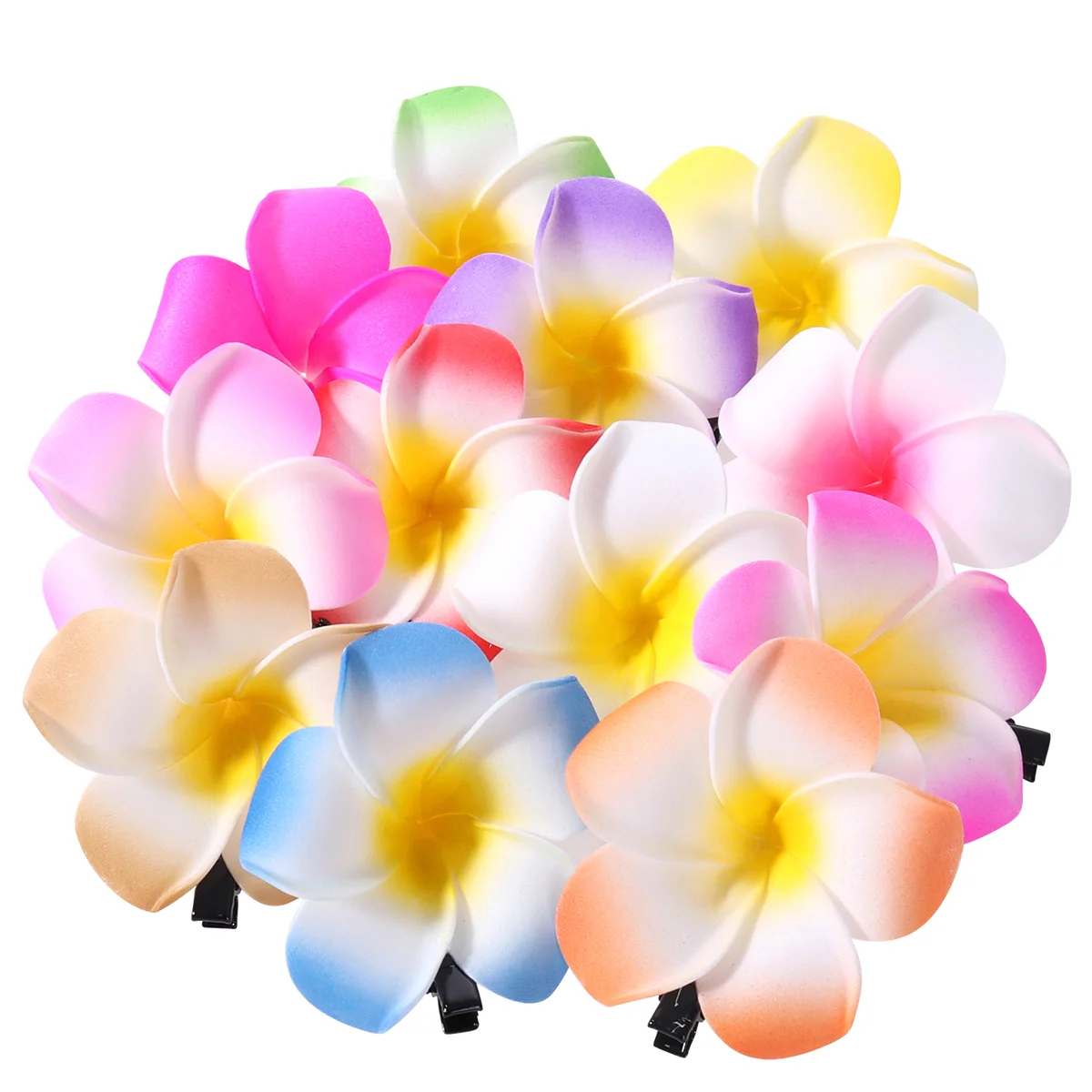 

Boho Decor Alligator Clip Hawaiian Flowers for Hair Child Plumeria Birthday Decoration Girl