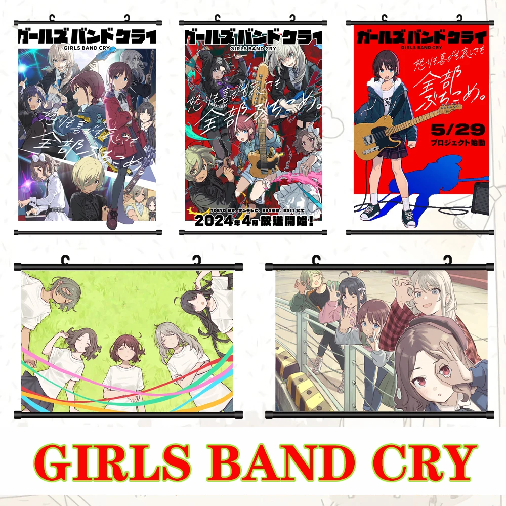 

Anime GIRLS BAND CRY MOMOKA KAWARAGI NINA ISERI SUBARU AWA Poster Cosplay Scroll Mural Wall Hanging Poster Otaku Art Home Decor