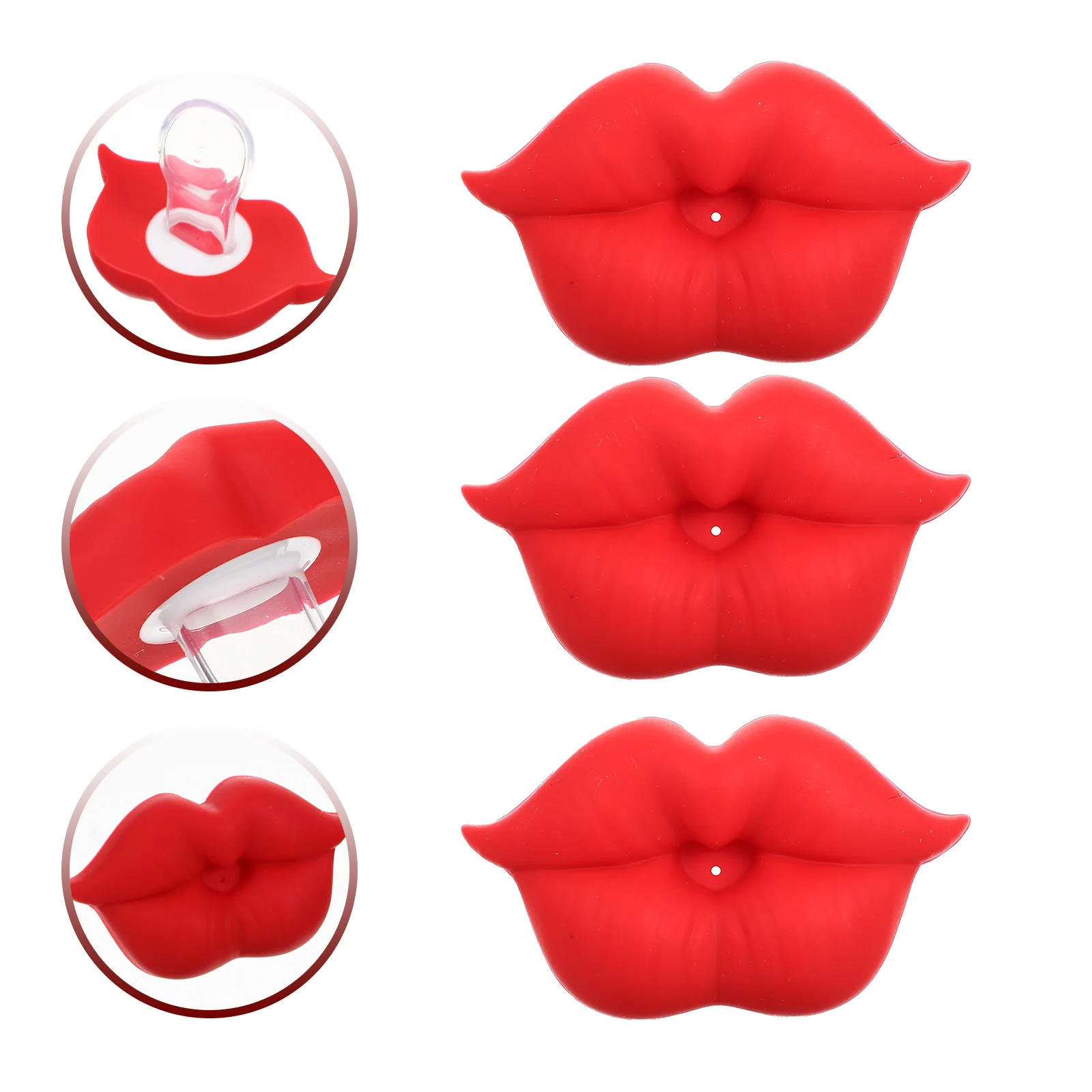 

3 Pcs Silicone Pacifier Teeth Baby Pacifiers 0- 6 Months Toys Funny Lip Shaped Infant Comfort Tool