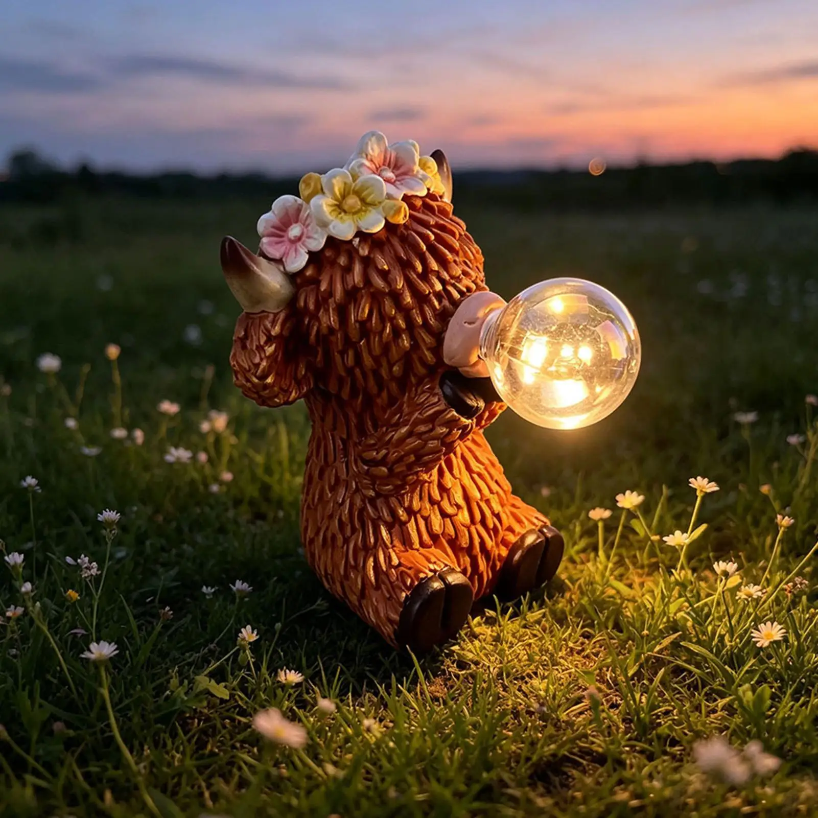 Cow Outdoor Decor Bubble-Blowing Design Yard Lamp Cow Solar Lights Outdoor For Balcony Patio Lawn Porch Walkway Birthday Mothers