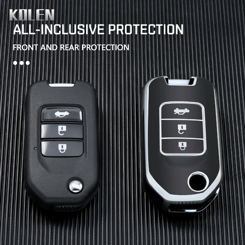 TPU Car Flip Key Case Cover Shell Fob For Honda Civic HRV CRV XRV CR-V Crider Odyssey Pilot Fit Accord Protector Accessories Bag