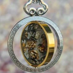 1Pcs Natural Meteorite Rotating Circular Brand Pendant Real Kenya Sericho Olive Meteorite Aerolite Falling Stone Crafts Gift