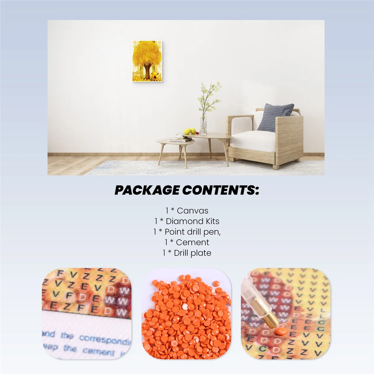 AA83 30X40cm جولة كامل جولة الحفر شجرة المال شجرة الحظ جدار ديكور