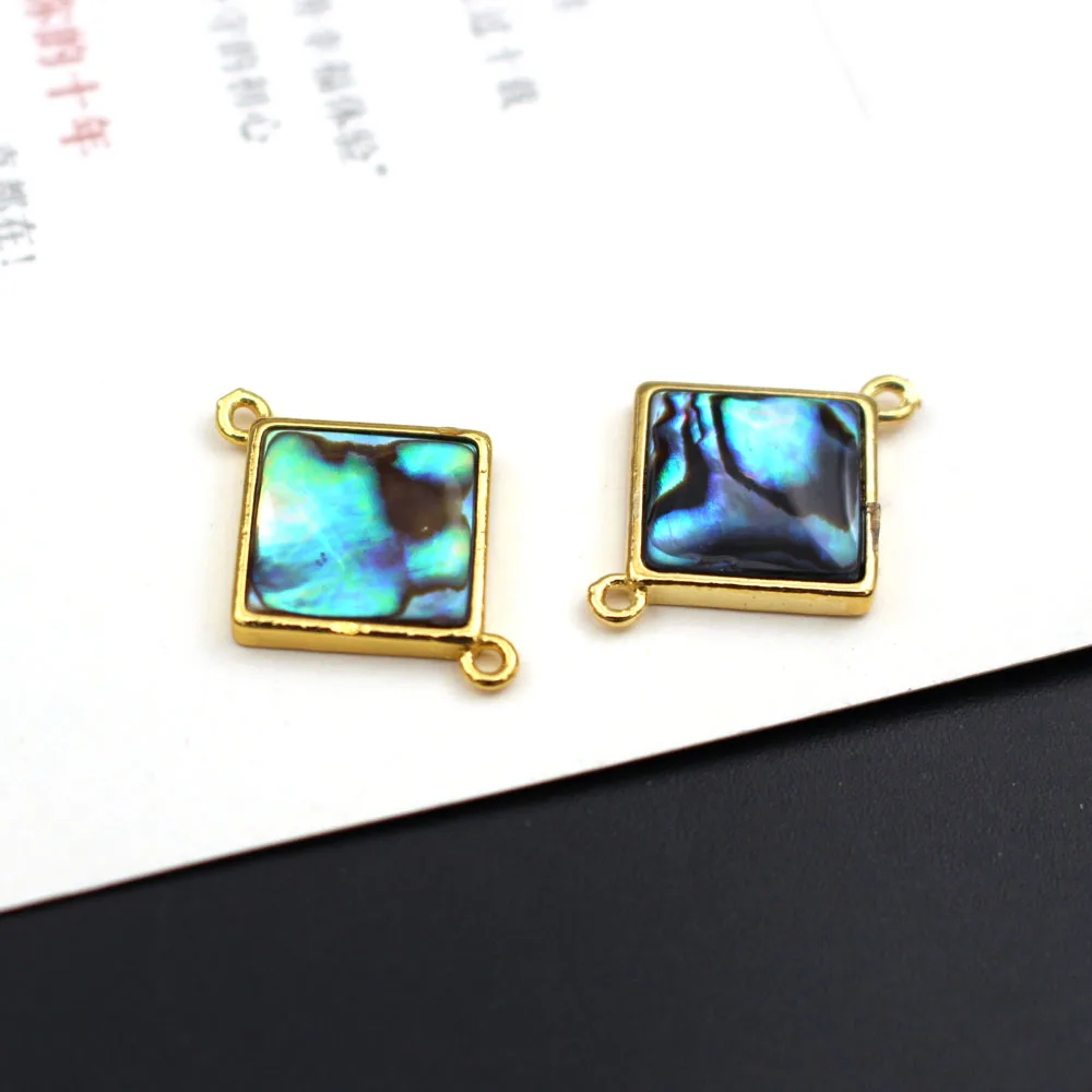 6pcs Natural Abalone Shell Connector Charm Pendant Geometric Shape Exquisite Charms for DIY Handmade Jewelry Accessories