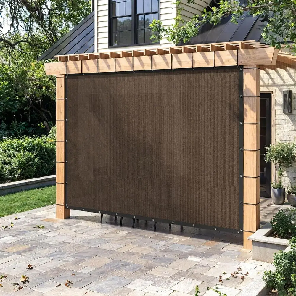 90% Sun Blockage Cloth with Grommets, 20x20ft Outdoor Pergola Shade, Heavy-Duty Mesh for Patio, Garden, Backyard - Mocha