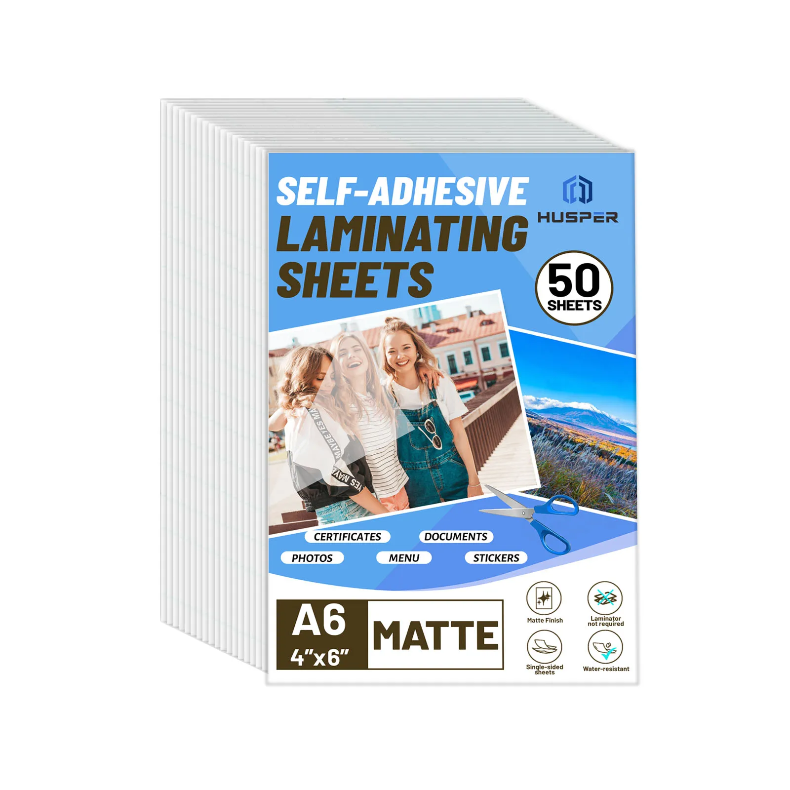 50 ورقة من صفائح الترقق ذاتية اللصق بحجم A6 - صفائح تصفيح ذاتية 4 × 6 بوصة، لا حاجة إلى آلة شفافة غير لامعة للحماية #1