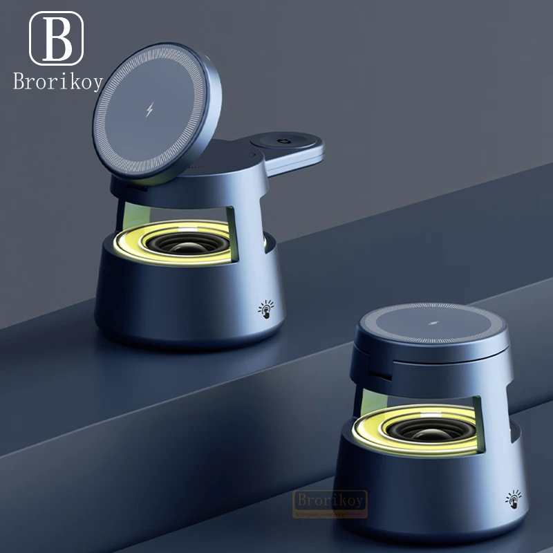 

Беспроводное зарядное устройство 15 Вт, подставка 5 в 1, ночник, светодиодный Bluetooth-динамик для iPhone17 16 15 14 13 iWatch 9 8 Airpods Pro 3 2 Зарядное устройство