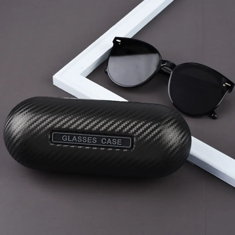 Estuche rígido para gafas de cuero PU fibra carbono, resistente - imagen 2