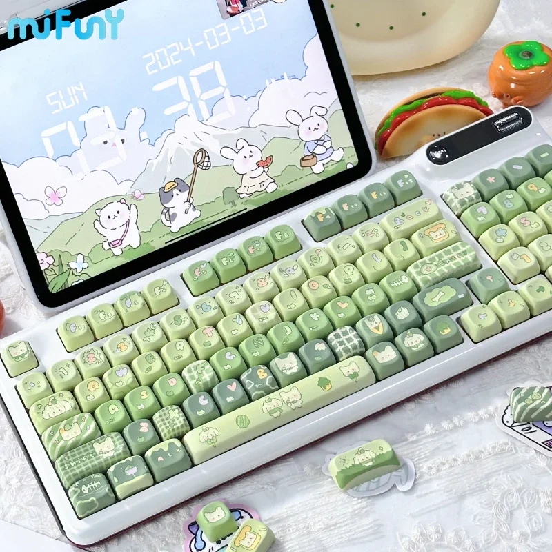 Imagem -05 - Matcha Spherical Keycaps para Teclado Mecânico Pbt Personalizado Ponto de Perfil Xoa Bonito Floresta Verde Anime Jogos