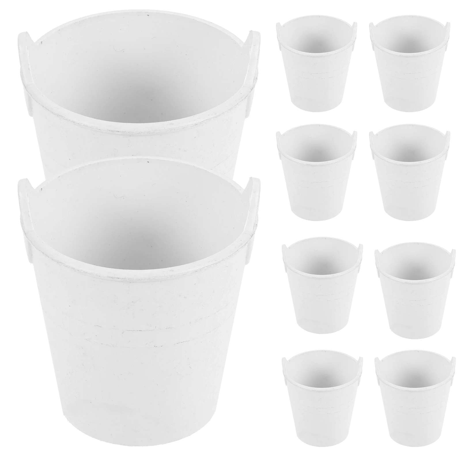 

10 Pcs Buckets Craft Accessories Diy Small with Handles Blank Mini Plastic Uncolored