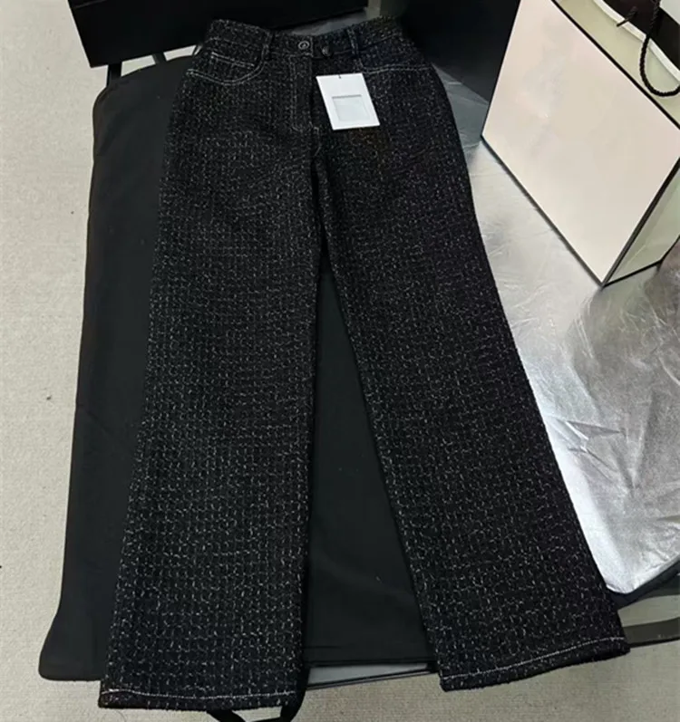 Customization European women's clothing - new summer styles in 2026 Long-sleeved single-button black tweed coat and pants set