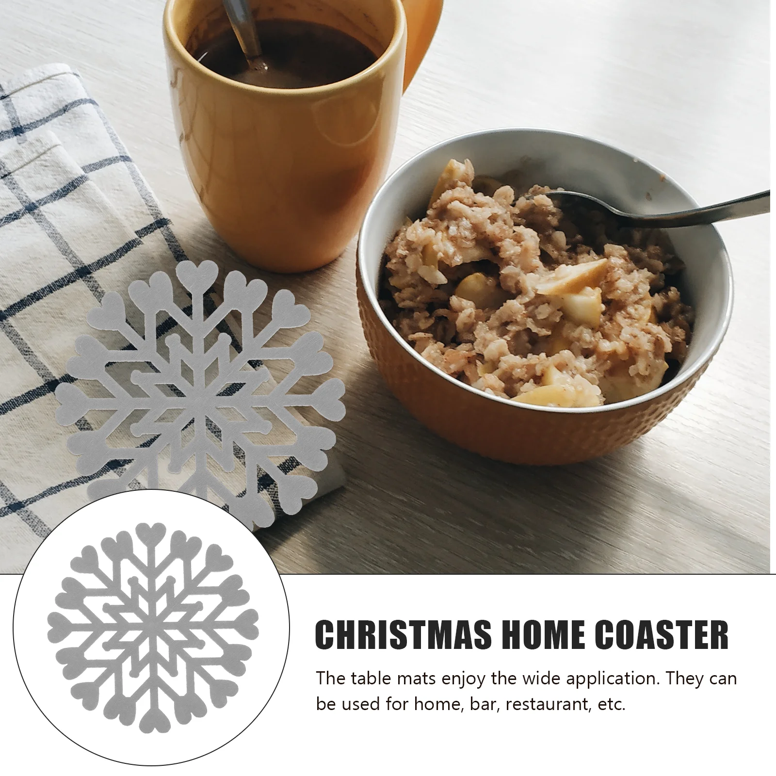 

12 Pcs Snow Coaster Cup Coasters Snowflake Felt for Drinks Desktop Festive Printed Placemats Cloth Decorations Child Theme
