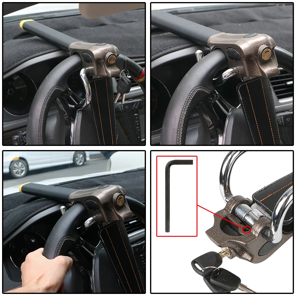 Car Steering Wheel Lock Anti-Theft Protection Interior Locks Security Device Car Locks Foldable Automobile Accessories Universal