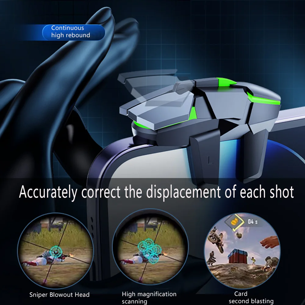 2 قطعة وحدة تحكم ألعاب الهاتف بستة أصابع لـ PUBG Aim Shooting Gaming Trigger L1 R1 زر مفتاح لأجهزة Android IPhone Gamepad DY02