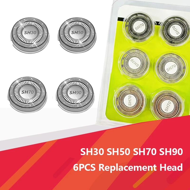 6PCS SH30 SH50 SH70 SH90 Replacement Head for Philips Norel Shaver S7000 S7310 S7370 S7350 S7780 S7311 S7312 S8000