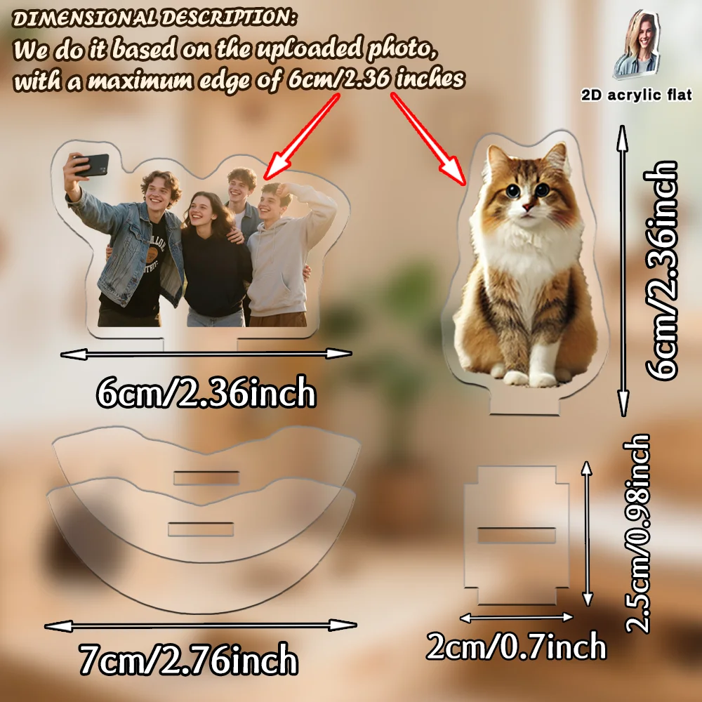 1pc/3pcs Customized Acrylic Car Shake Music, Car and Desktop Multi-Scene Application,Can Customize Photos of Couples, Friends, P