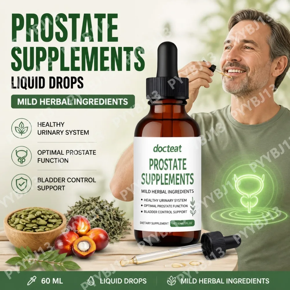 Docteat Prostate Support Liquid Drops Saw Palmetto Nettle Root Pumpkin Seed Extract Men's Daily Wellness 60ml 2 fl oz 30 Days