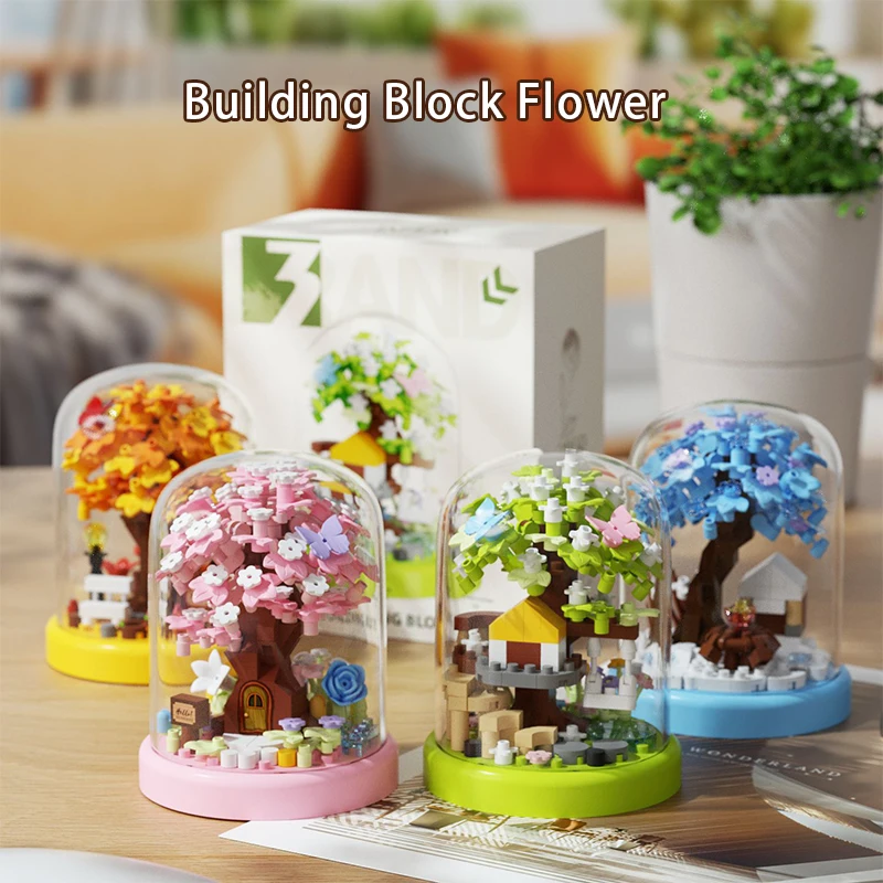 

Building Block Flower Pot Micro Particle Assembly Plant Ornaments MOC Technical Flower Model Bricks Girl DIY Decoration Gifts