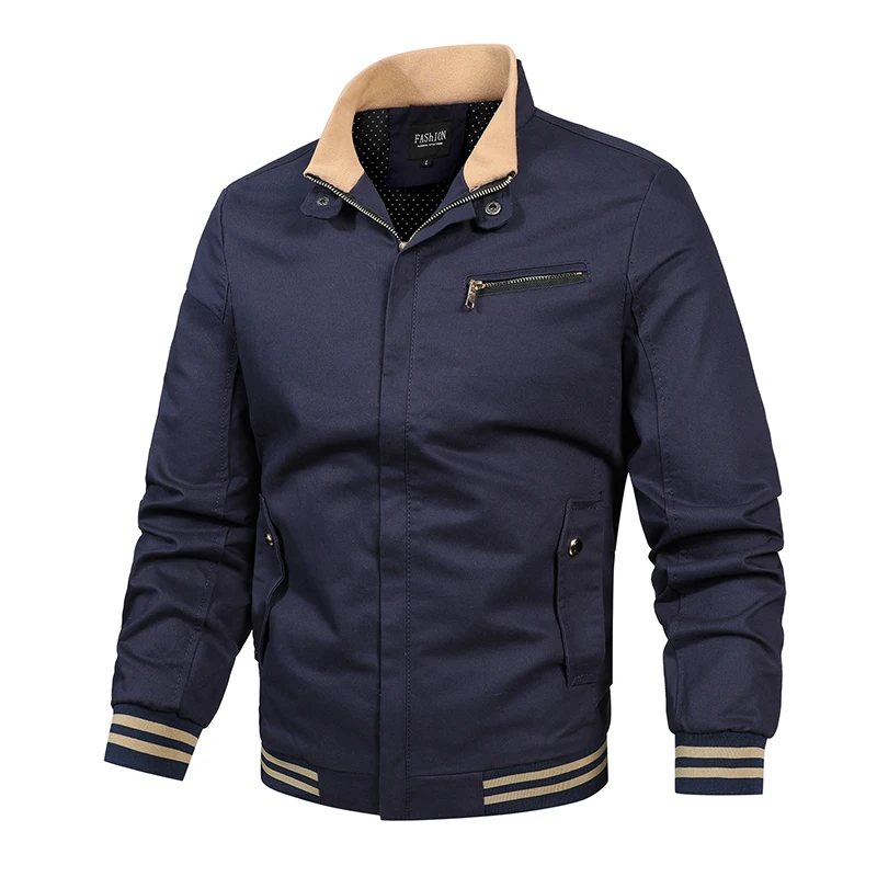 Mens Windbreaker Double-sided Wear Jackets Men Baseball Pilot Bomber Stand Collar Jacket Hip Hop Streetwear Coat Solid Color
