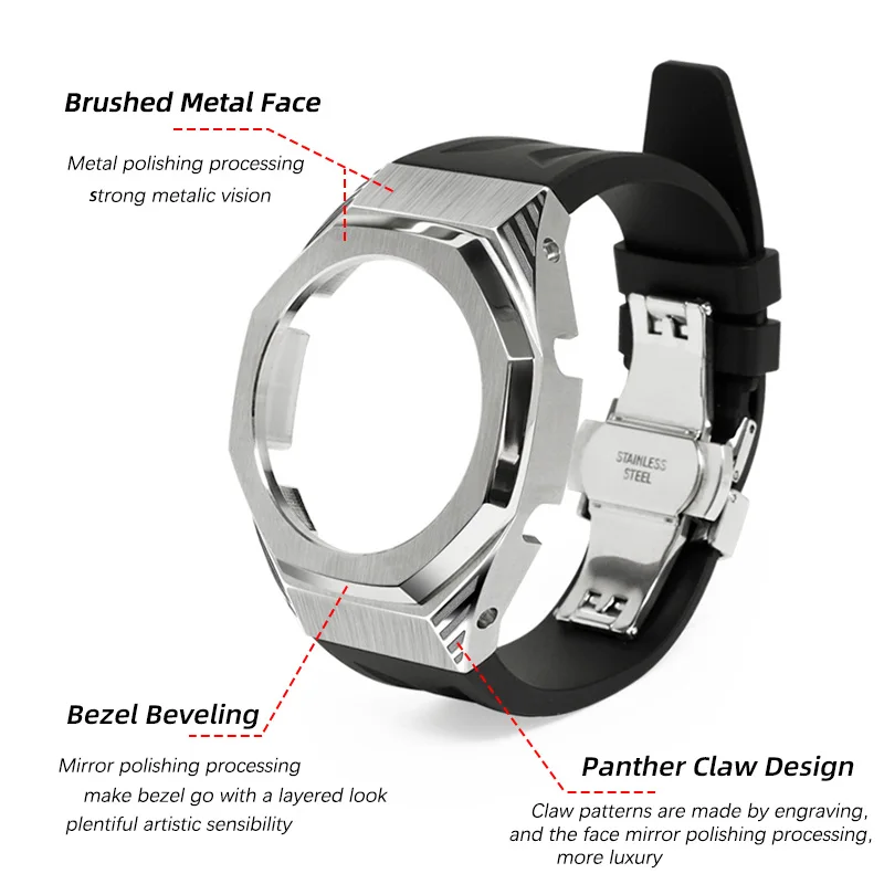 علبة معدنية بديلة للساعات من المطاط ، حافة لساعة Oak GA ، GA ، ، من من من المطاط ، صقل ، أو ، أو ، أو ، أو
