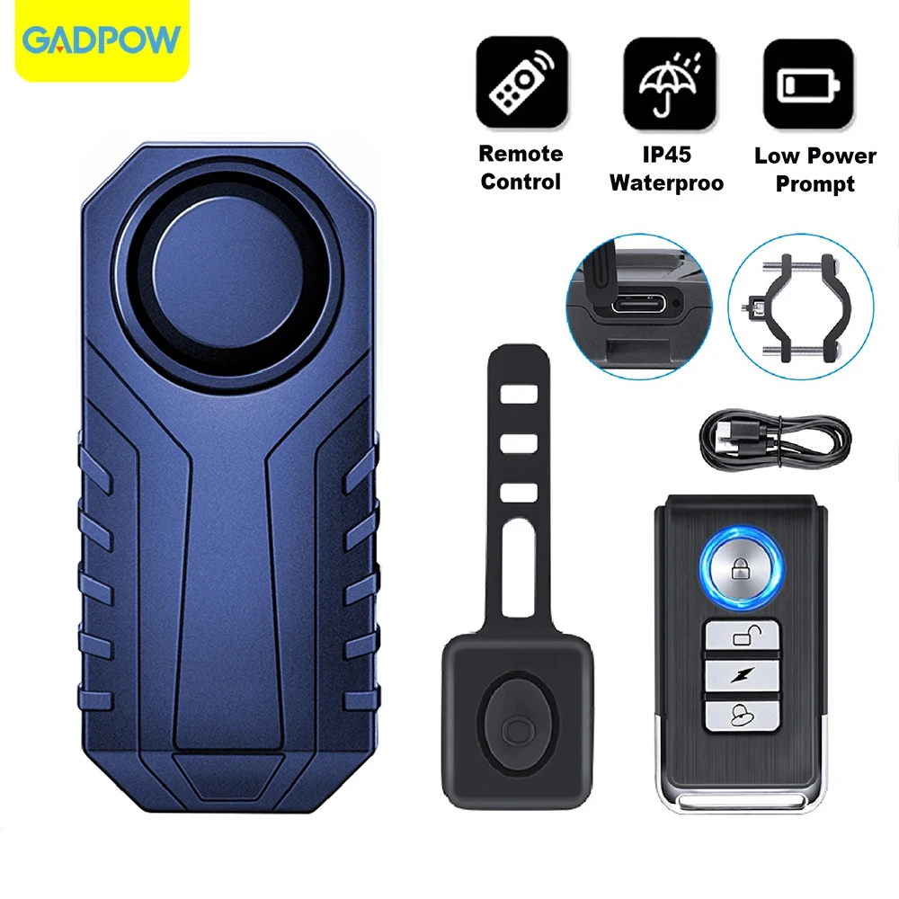 

Gadpow Motorcycle Alarm 113dB Anti-Theft Alarm for Motorcycle Waterproof Bike Alarm with Wireless Remote Control blue