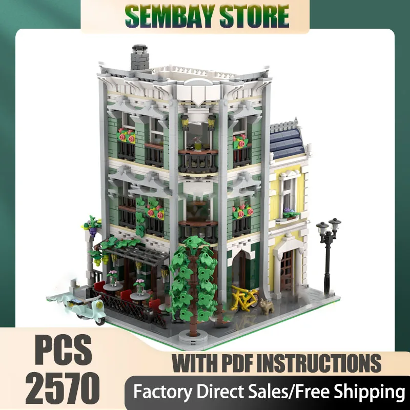 

Модульная городская модель здания Moc, строительные кирпичи, модульная лоза, ресторан, технологические блоки, рождественские игрушки «сделай сам», строительные подарки