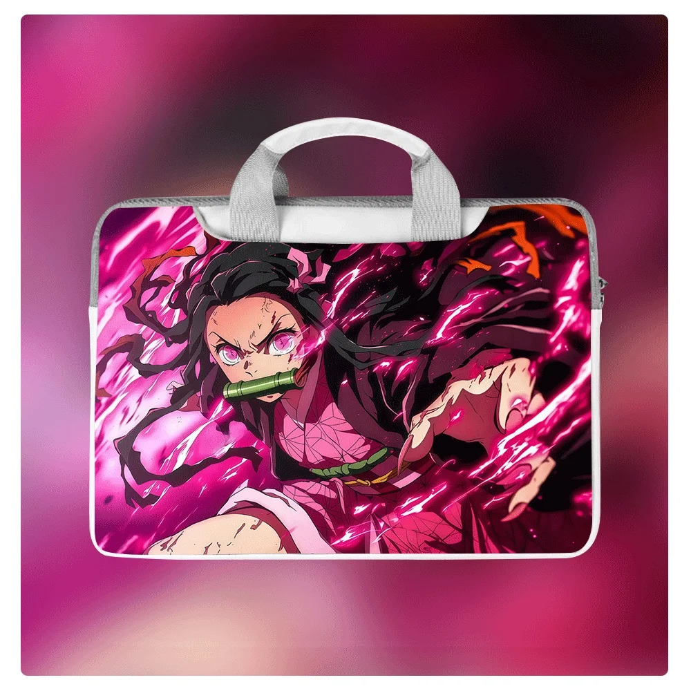 

Сумка-портфель для ноутбука Kimetsu No Yaiba, 12-16 дюймов, с принтом мультяшных персонажей, из искусственной кожи, большая вместимость, на молнии, подходит для планшета