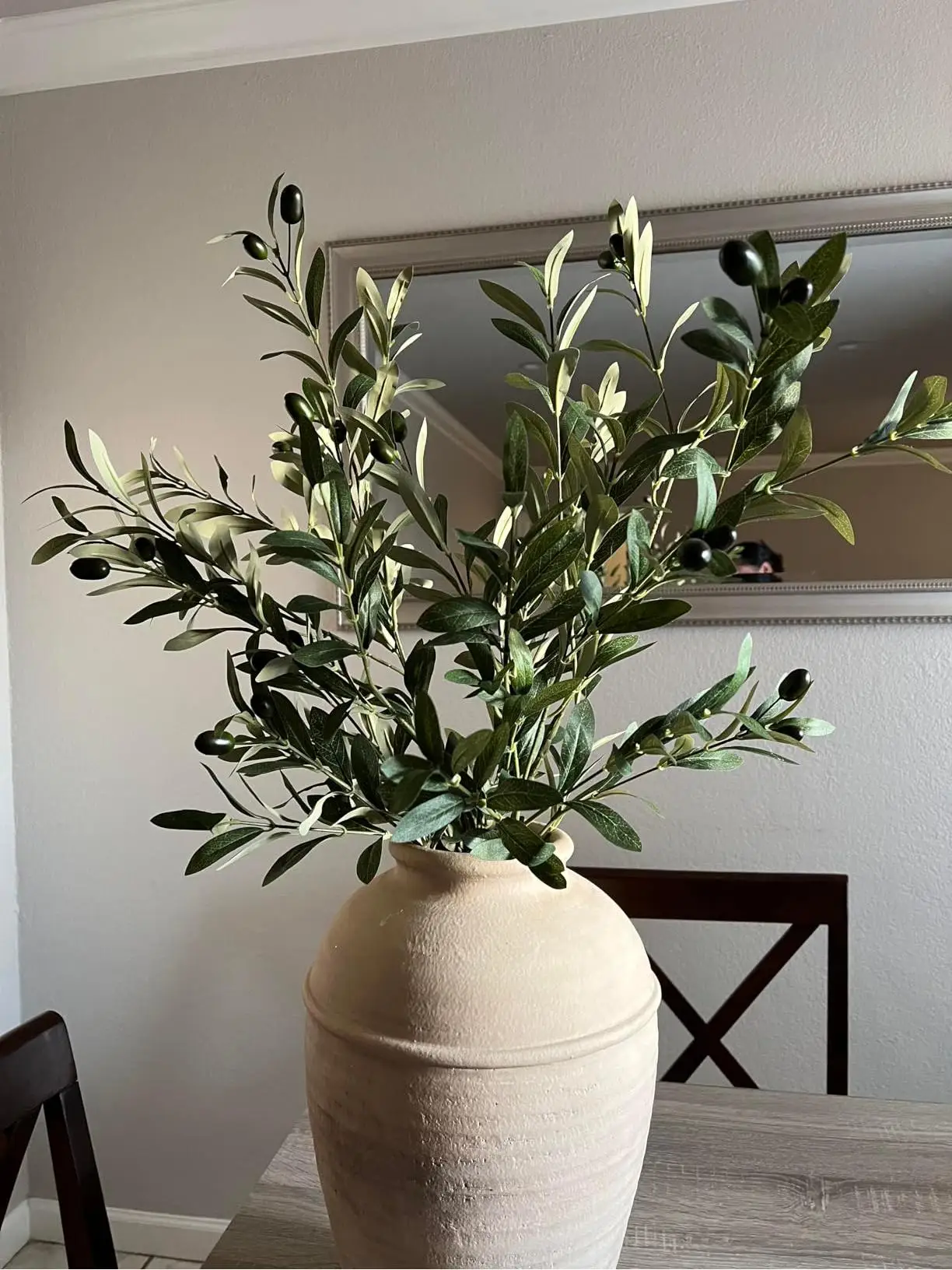 39 Inch Artificial Olive Branch with 216 Leaves Greenery Stems Fake Plants for Vase Faux Olive Branches Home Decor Indoor 2/4PCS