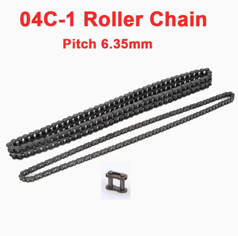 0.5/1/1.5/5 M  04C-1 Chain Pitch 6.35mm Precision Roller Chain Industrial Drive Single Row Flat Straight Chain for Machinery