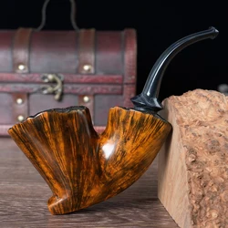 JIBILL Briar Tobacco Pipe Volcano Shape Pipe 20mm Pipe Diameter Cumberland Vulcanized Rubber Mouthpiece Solid Wood Pipe Body